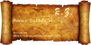 Rencz Zoltán névjegykártya